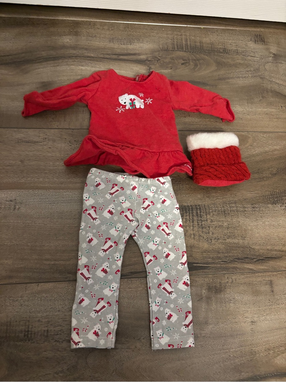 American Girl Doll Playful Polar Bear Pajamas Set, missing 1 slipper